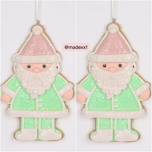 Green & Pink Santa ornament